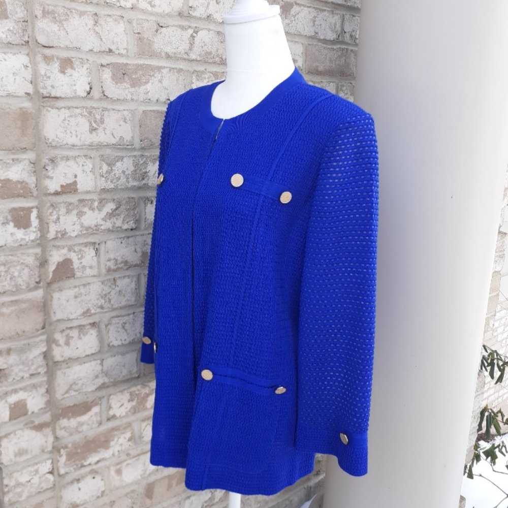 Misook Cobalt Blue Knit Jacket Petite Large - PL - Picture 5 of 15